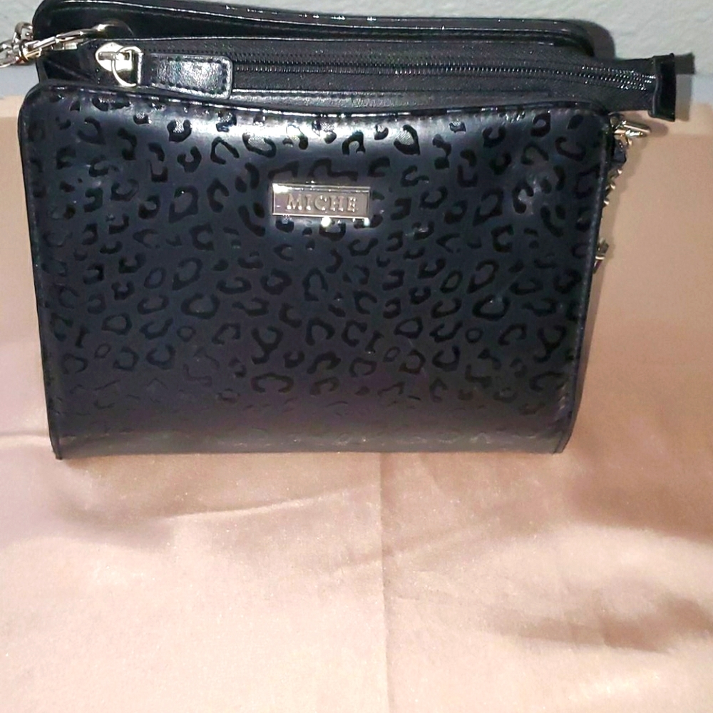 Miche small black faux leather purse